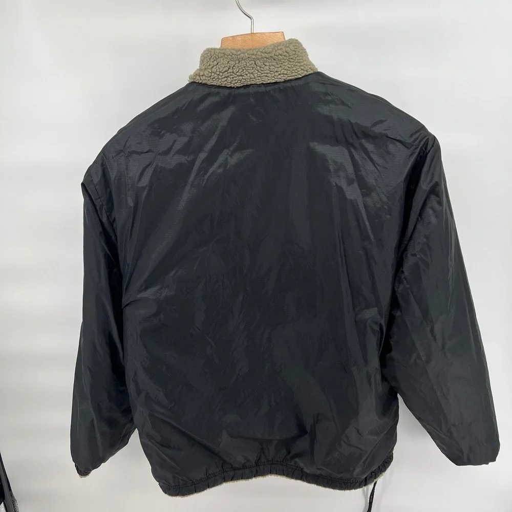 GAP Reversible Sherpa Fleece Jacket Men's L Tan Black Nylon Full Zip Outdoor Y2K